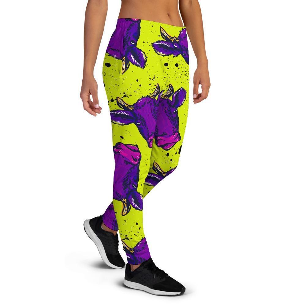 Abstract Neon Cow Print Women's Joggers-grizzshop