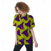 Abstract Neon Cow Print Women's Short Sleeve Shirts-grizzshop