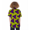 Abstract Neon Cow Print Women's Short Sleeve Shirts-grizzshop