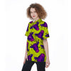 Abstract Neon Cow Print Women's Short Sleeve Shirts-grizzshop