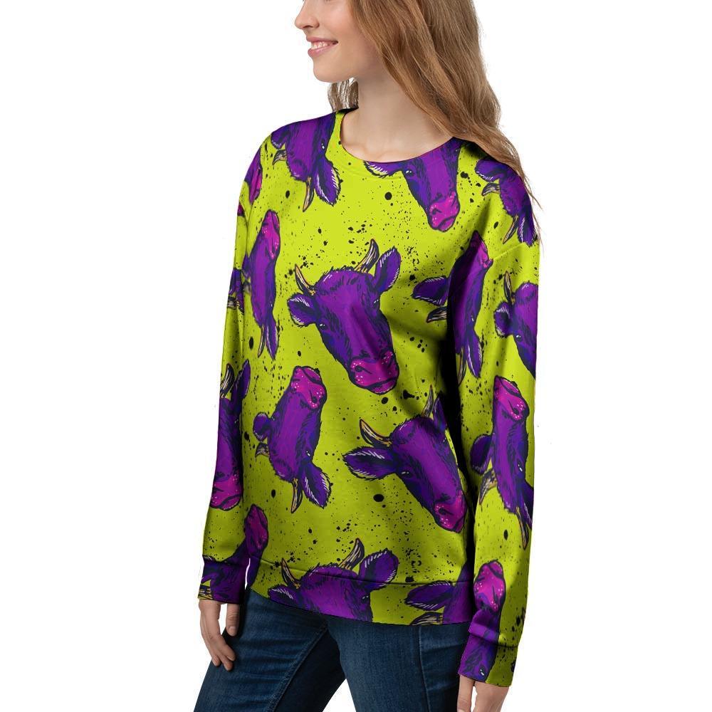 Abstract Neon Cow Print Women's Sweatshirt-grizzshop