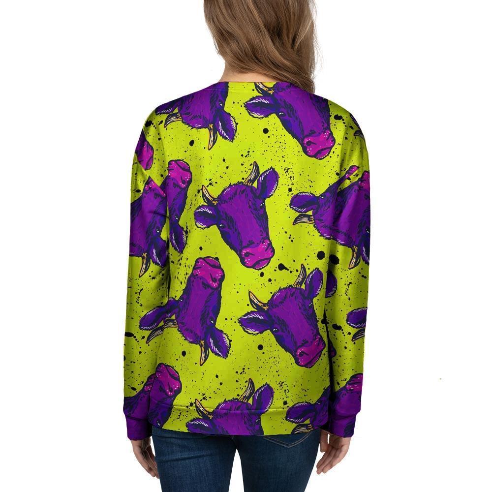 Abstract Neon Cow Print Women's Sweatshirt-grizzshop