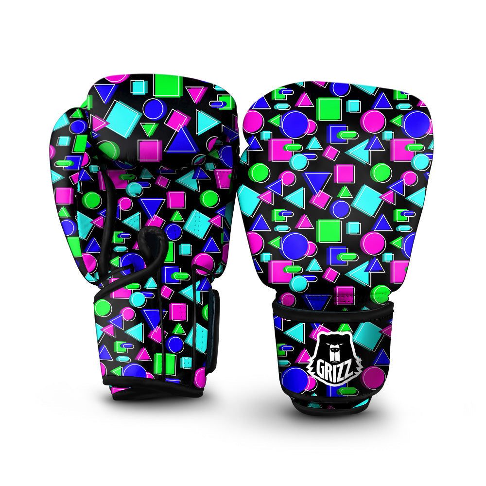 Abstract Neon Geometric Print Pattern Boxing Gloves-grizzshop
