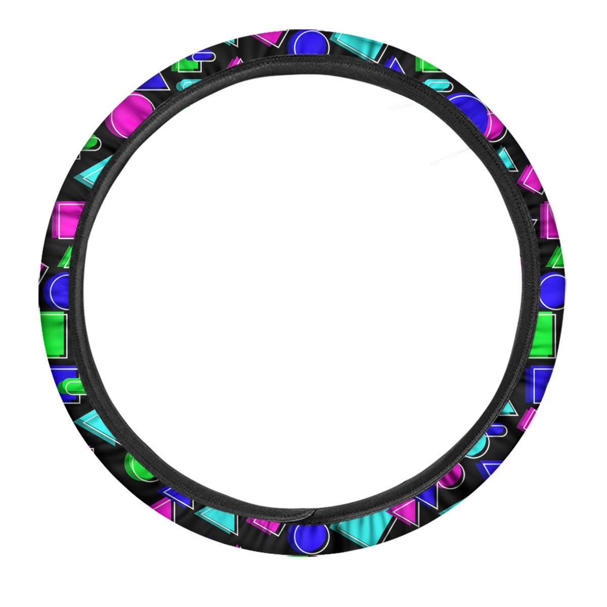 Abstract Neon Geometric Print Pattern Car Steering Wheel Cover-grizzshop