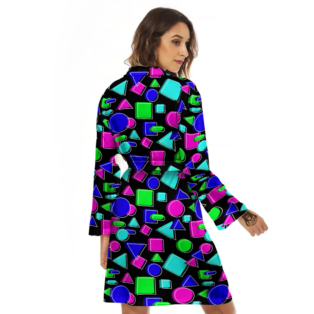 Abstract Neon Geometric Print Pattern Women's Robe-grizzshop