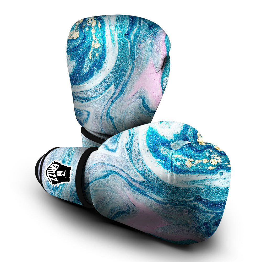 Abstract Ocean Marble Pink Blue Print Boxing Gloves-grizzshop