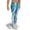 Abstract Ocean Marble Pink Blue Print Men's Leggings-grizzshop