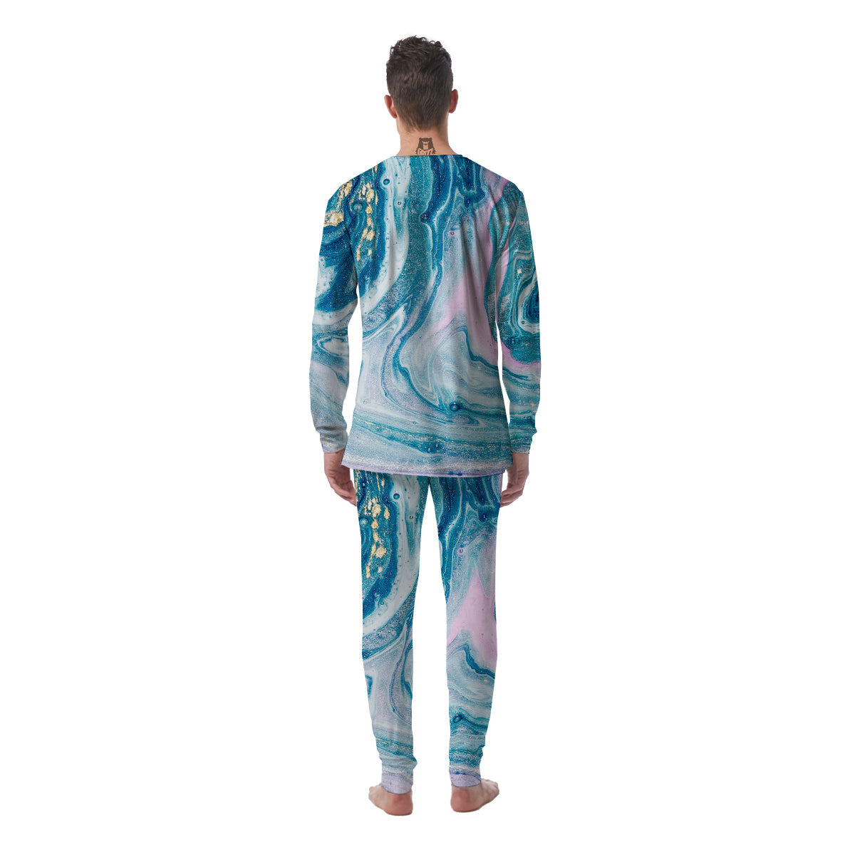 Abstract Ocean Marble Pink Blue Print Men's Pajamas-grizzshop