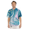 Abstract Ocean Marble Pink Blue Print Men's Short Sleeve Shirts-grizzshop