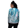 Abstract Ocean Marble Pink Blue Print Women's Bomber Jacket-grizzshop