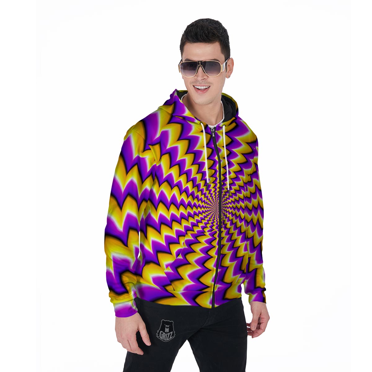 Abstract Optical illusion Men's Zip Up Hoodie-grizzshop