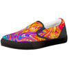 Abstract Orange Psychedelic Print Black Slip On Shoes-grizzshop