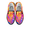 Abstract Orange Psychedelic Print Black Slip On Shoes-grizzshop