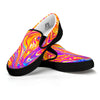 Abstract Orange Psychedelic Print Black Slip On Shoes-grizzshop