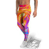 Abstract Orange Psychedelic Print Men's Leggings-grizzshop