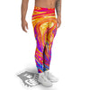 Abstract Orange Psychedelic Print Men's Leggings-grizzshop