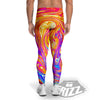 Abstract Orange Psychedelic Print Men's Leggings-grizzshop