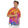 Abstract Orange Psychedelic Print Men's Short Sleeve Shirts-grizzshop