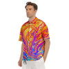 Abstract Orange Psychedelic Print Men's Short Sleeve Shirts-grizzshop