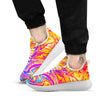 Abstract Orange Psychedelic Print White Athletic Shoes-grizzshop