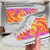 Abstract Orange Psychedelic Print White High Top Shoes-grizzshop