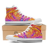 Abstract Orange Psychedelic Print White High Top Shoes-grizzshop