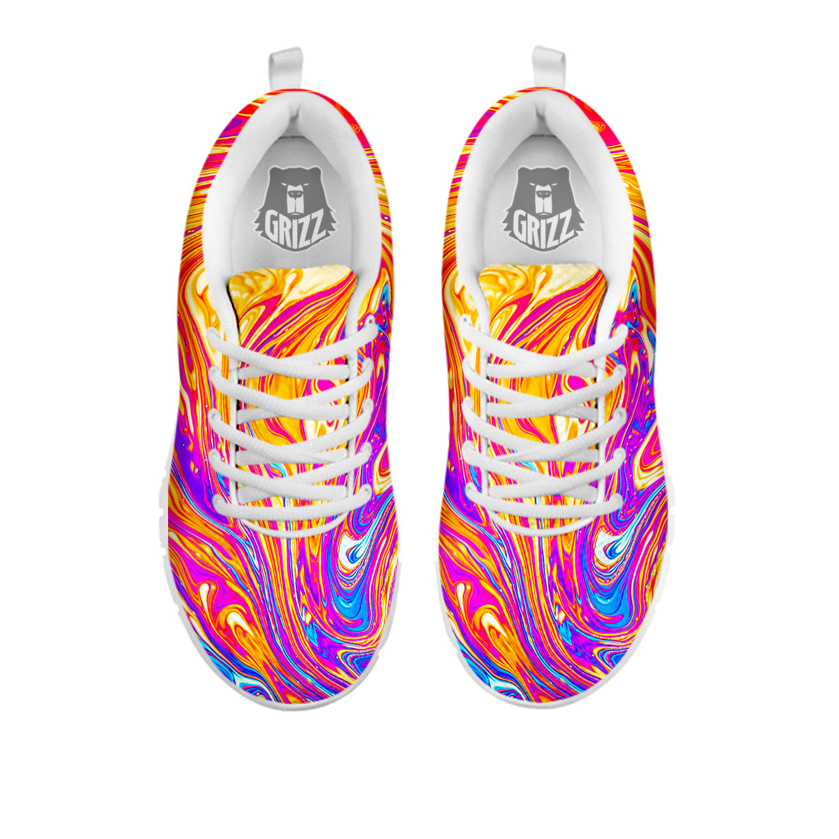 Abstract Orange Psychedelic Print White Sneaker-grizzshop