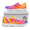 Abstract Orange Psychedelic Print White Sneaker-grizzshop