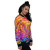 Abstract Orange Psychedelic Print Women's Bomber Jacket-grizzshop