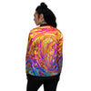 Abstract Orange Psychedelic Print Women's Bomber Jacket-grizzshop