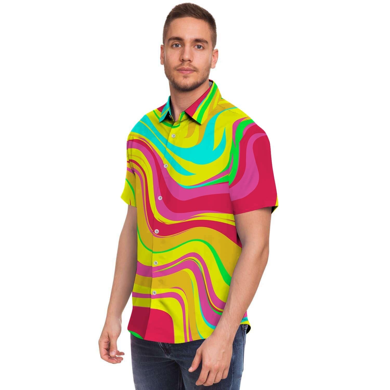 Abstract Paint Men's Short Sleeve Shirt-grizzshop