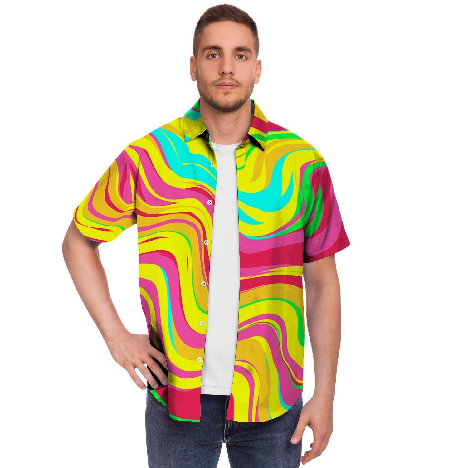 Abstract Paint Men's Short Sleeve Shirt-grizzshop