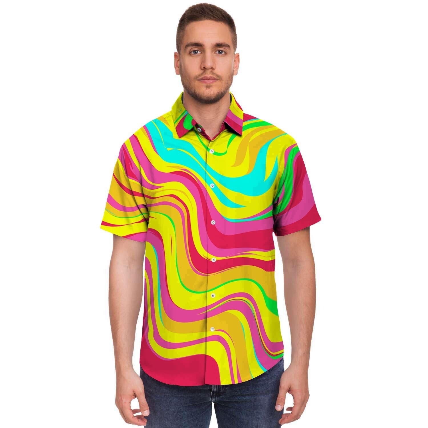 Abstract Paint Men's Short Sleeve Shirt-grizzshop