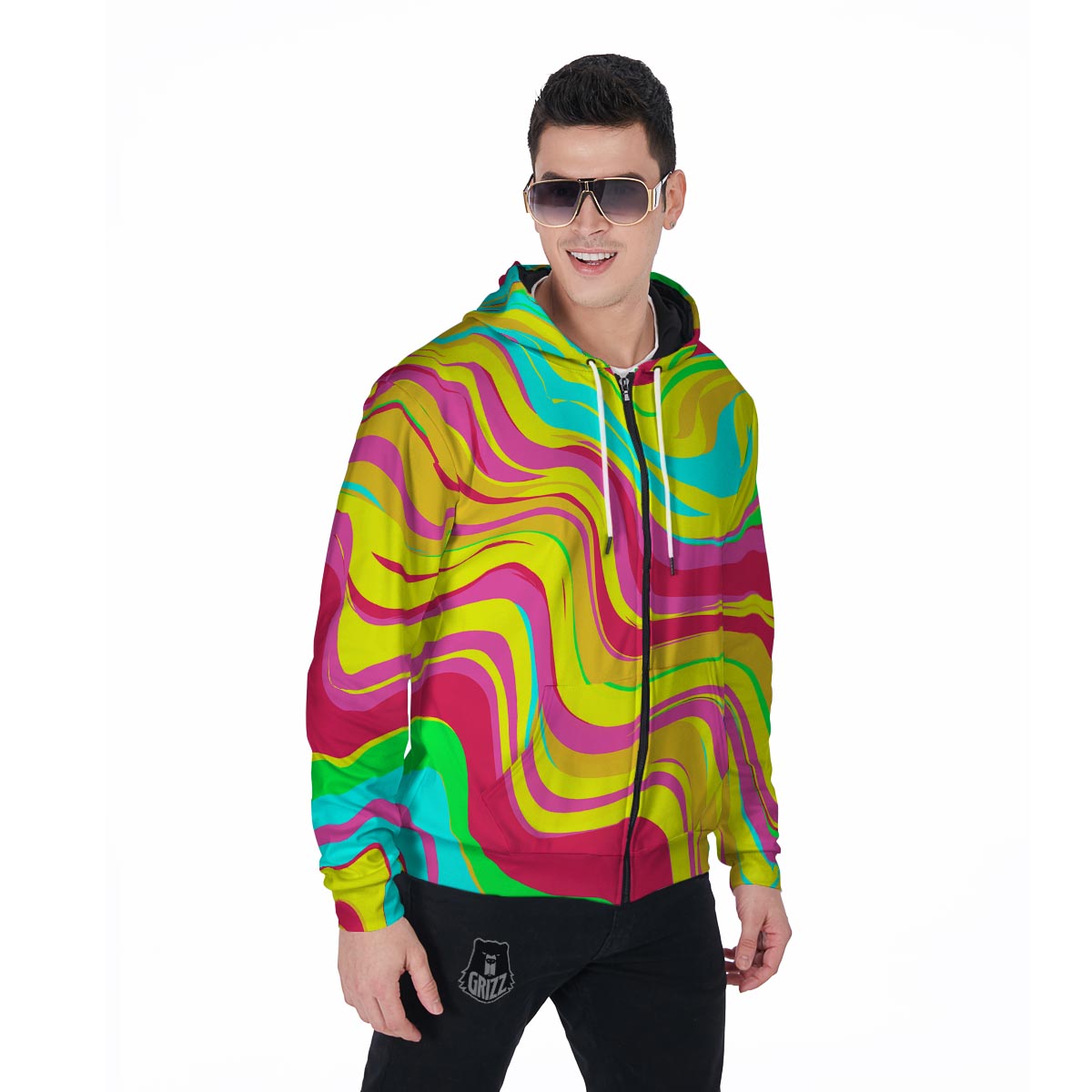 Abstract Paint Men's Zip Up Hoodie-grizzshop