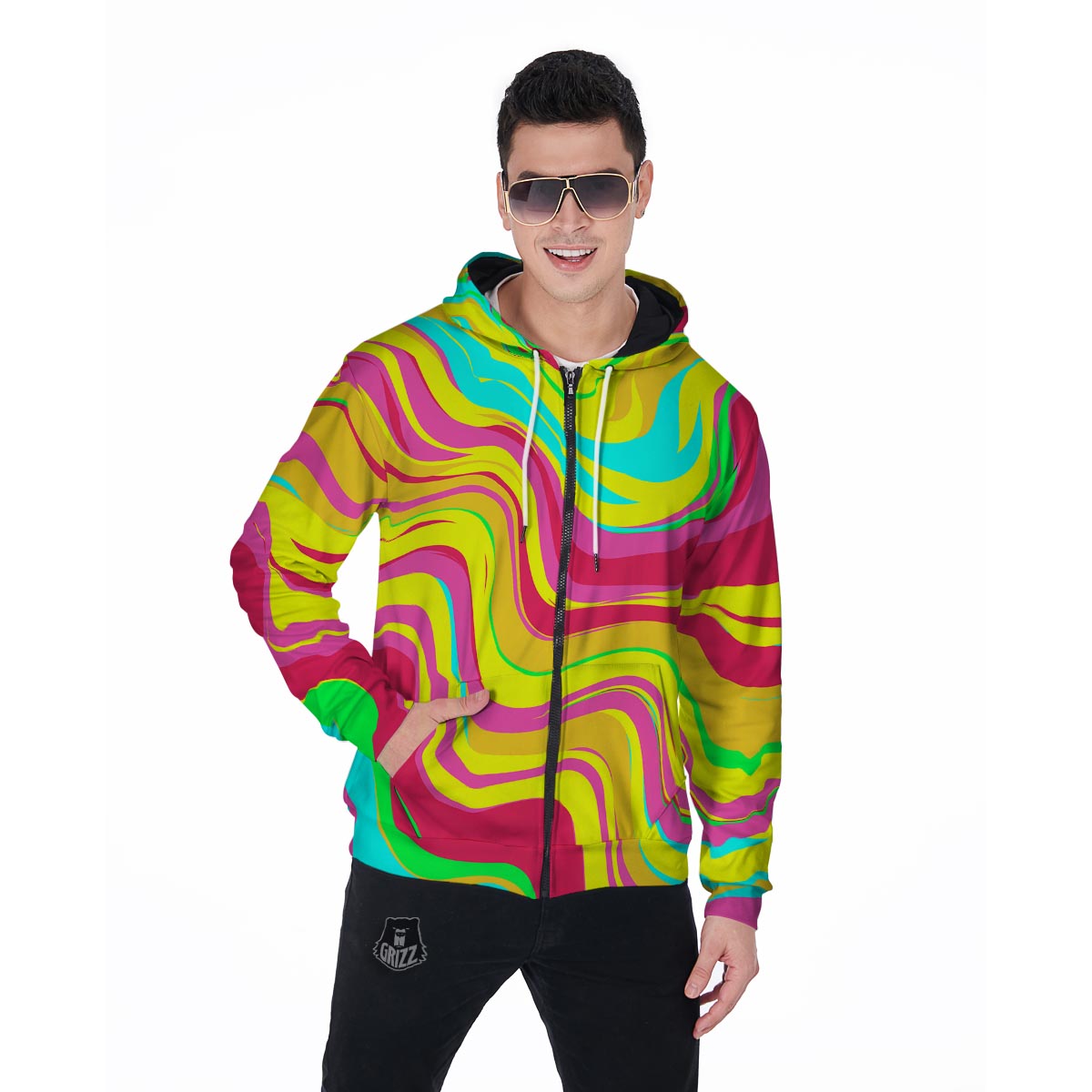 Abstract Paint Men's Zip Up Hoodie-grizzshop