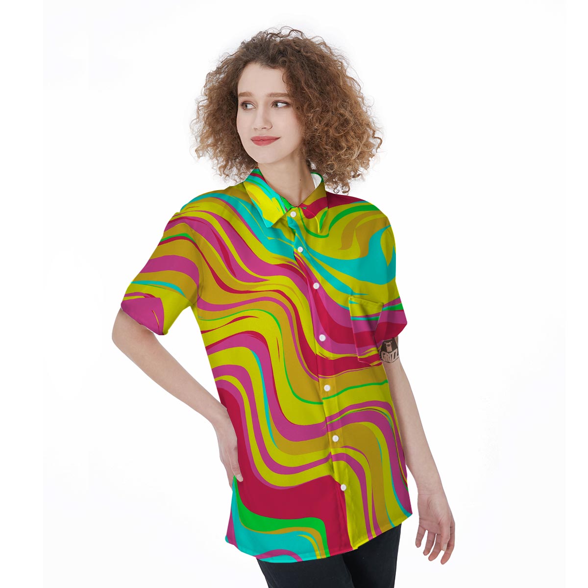 Abstract Paint Women's Short Sleeve Shirts-grizzshop