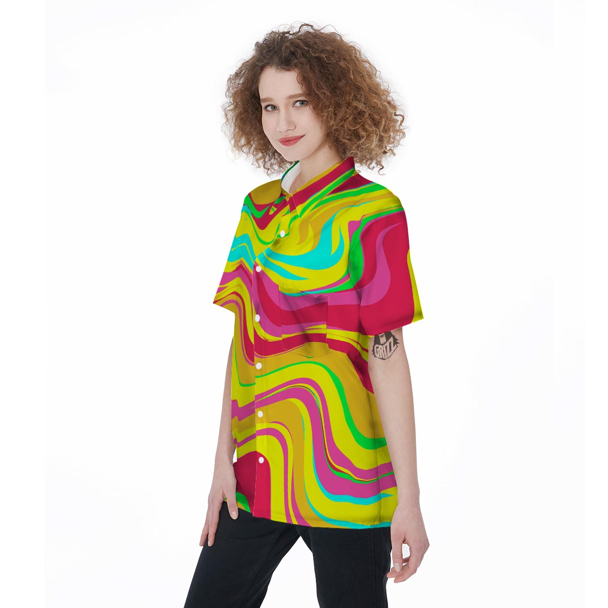 Abstract Paint Women's Short Sleeve Shirts-grizzshop