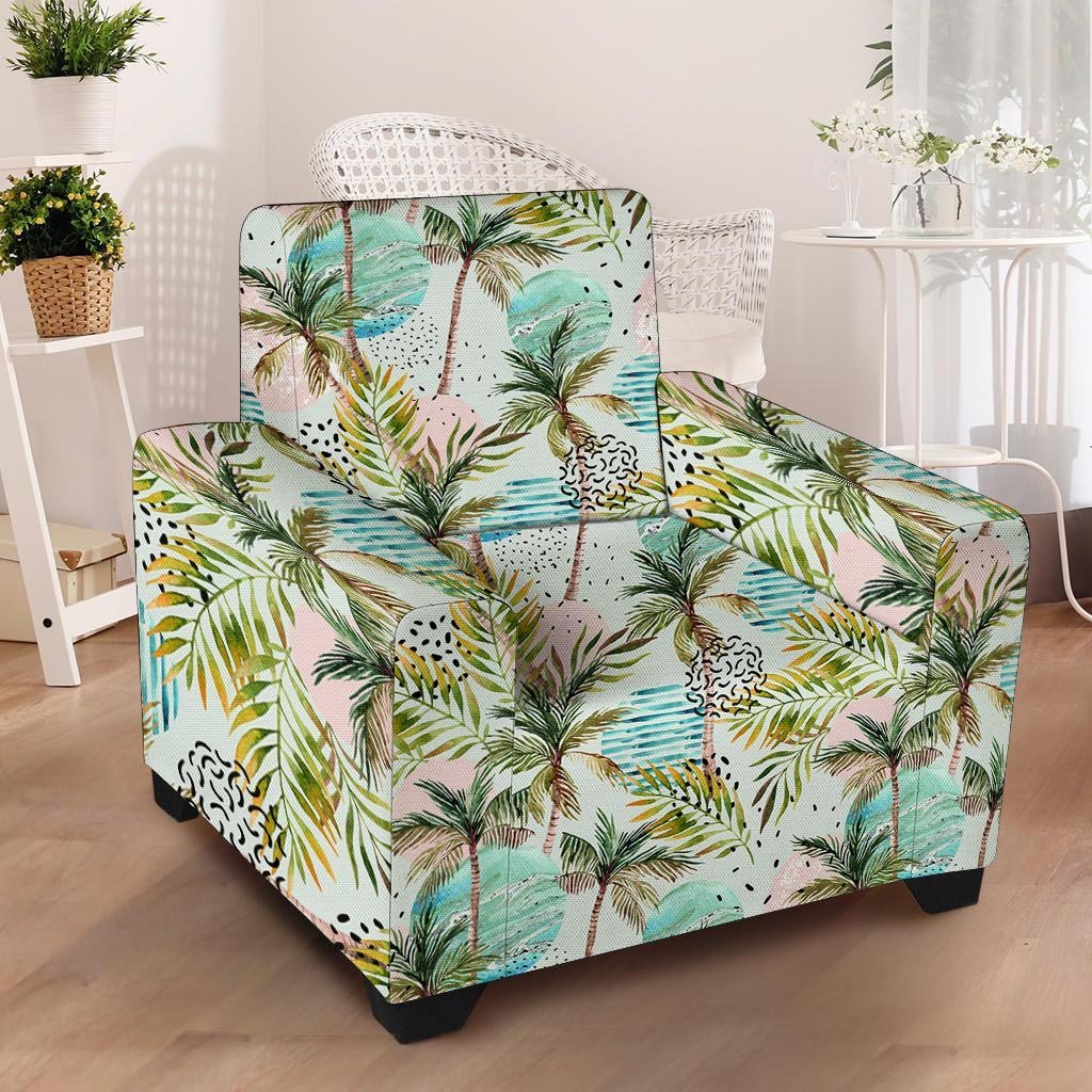 Abstract Palm Tree Hawaiian Print Armchair Cover-grizzshop