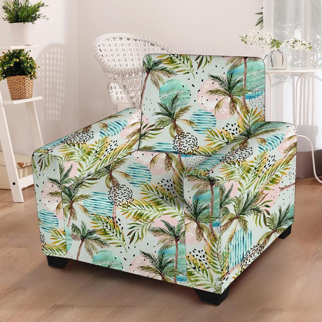 Abstract Palm Tree Hawaiian Print Armchair Cover-grizzshop