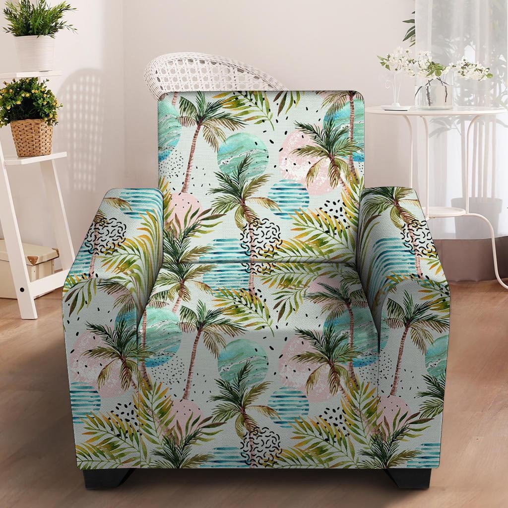 Abstract Palm Tree Hawaiian Print Armchair Cover-grizzshop