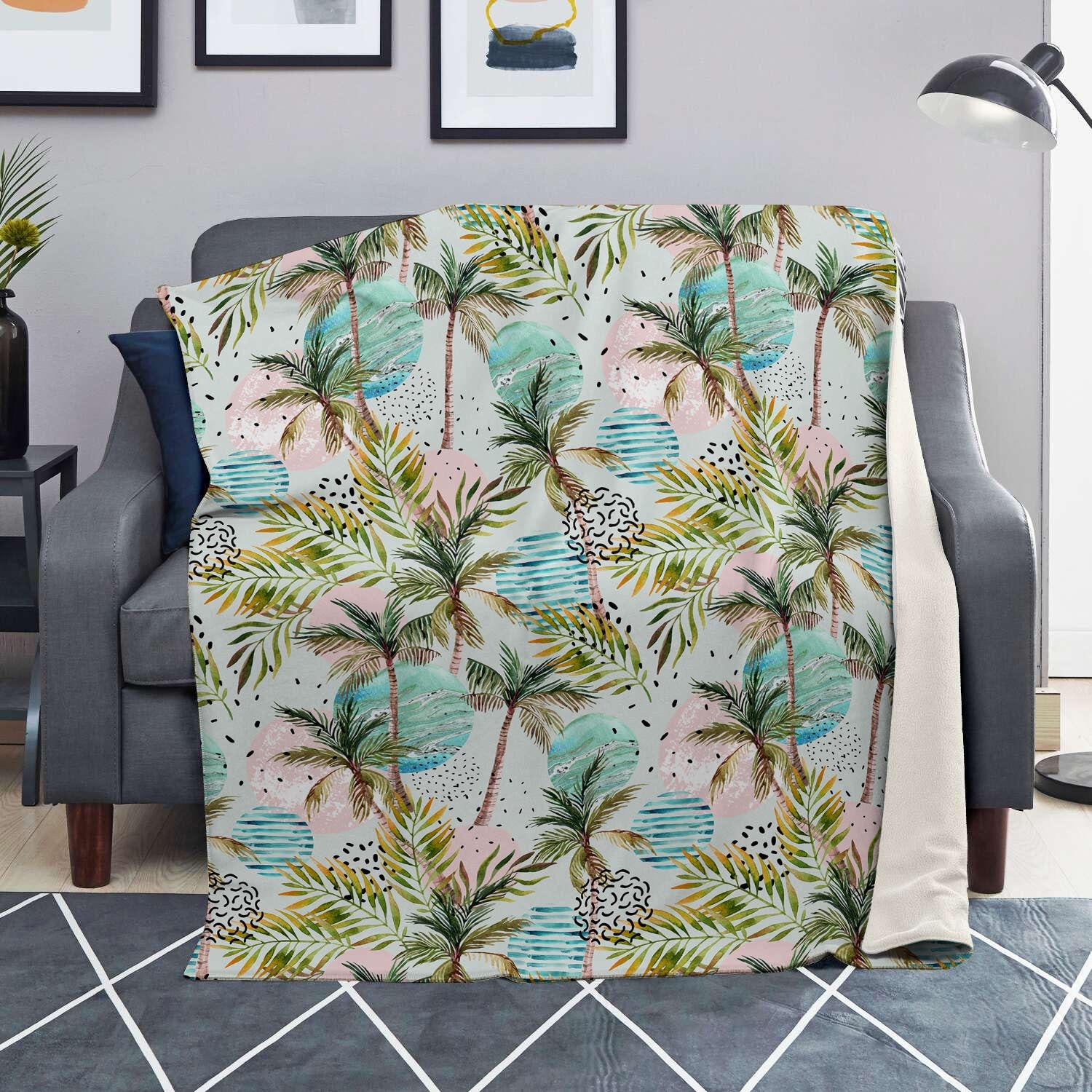 Abstract Palm Tree Hawaiian Print Blanket-grizzshop