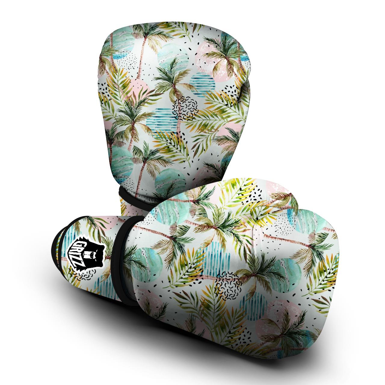 Abstract Palm Tree Hawaiian Print Boxing Gloves-grizzshop