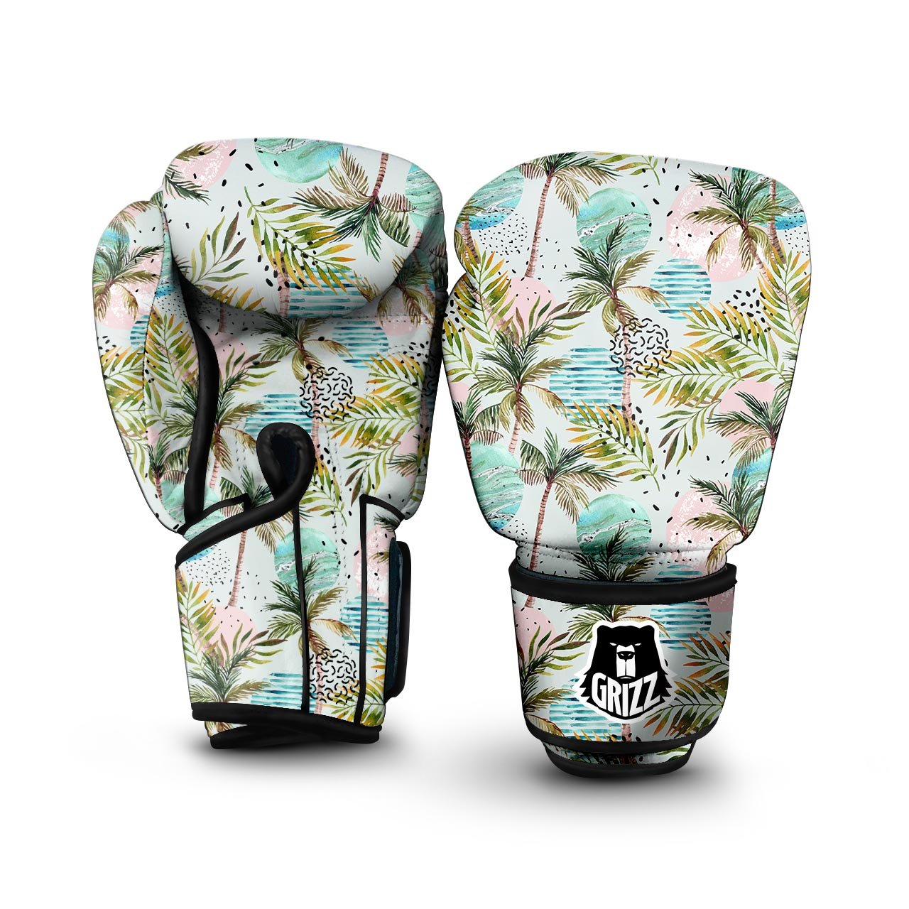 Abstract Palm Tree Hawaiian Print Boxing Gloves-grizzshop