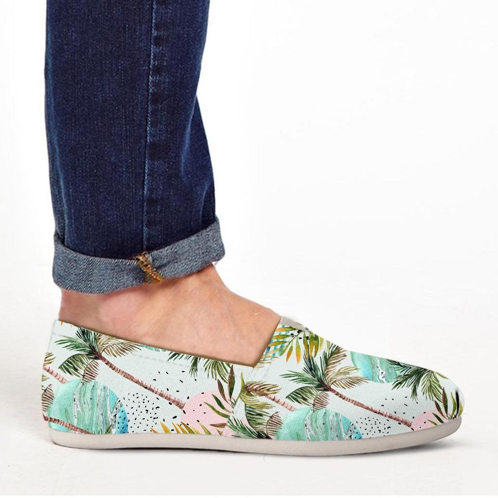 Abstract Palm Tree Hawaiian Print Canvas Shoes-grizzshop