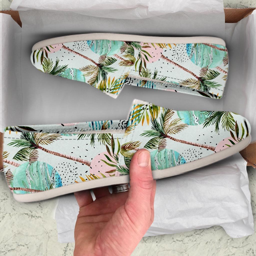 Abstract Palm Tree Hawaiian Print Canvas Shoes-grizzshop