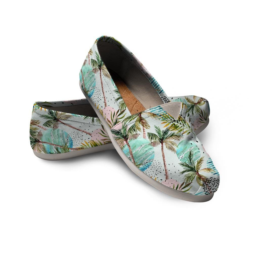 Abstract Palm Tree Hawaiian Print Canvas Shoes-grizzshop