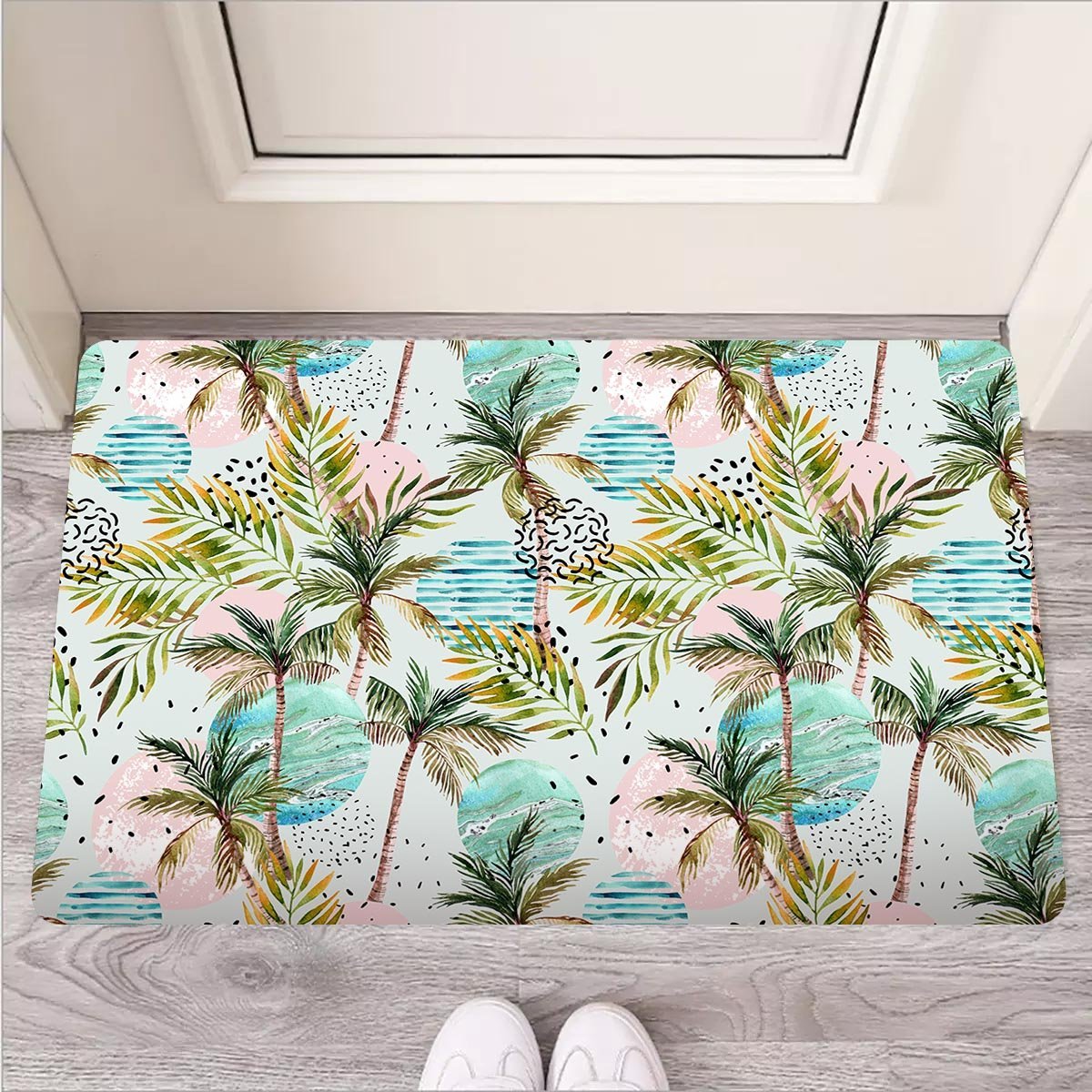 Abstract Palm Tree Hawaiian Print Door Mat-grizzshop