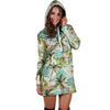 Abstract Palm Tree Hawaiian Print Hoodie Dress-grizzshop