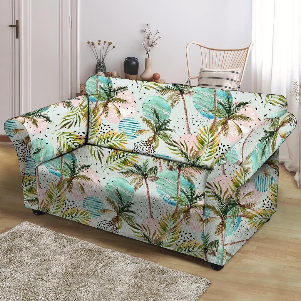 Abstract Palm Tree Hawaiian Print Loveseat Cover-grizzshop