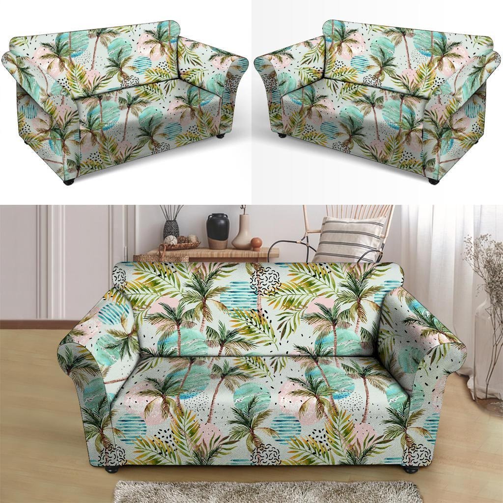 Abstract Palm Tree Hawaiian Print Loveseat Cover-grizzshop